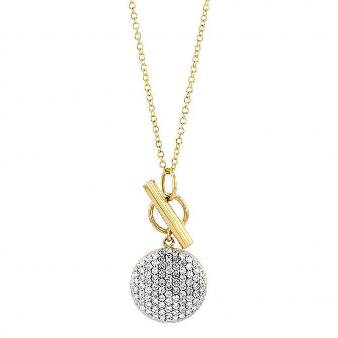 Phillips House Diamond Infinity Disc Toggle Necklace in Yellow Gold, 30"